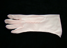pink nylon 1950's gloves