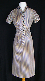 beige striped 1950's dress
