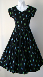 black 1950's print dress