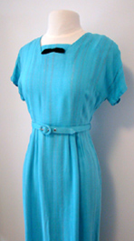 blue 50's dress with bow