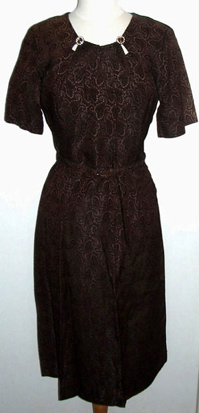 1950's brown brocade dress