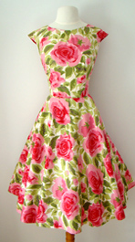 rose print 1950's dress