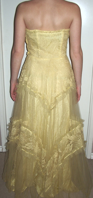 1950's vintage yellow gown back