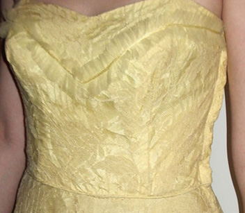 vintage yellow 50s gown bodice