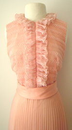 pink 60's dress with ruffles