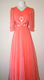 peach vintage 70s gown