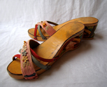 wooden platform 1940s shoe
